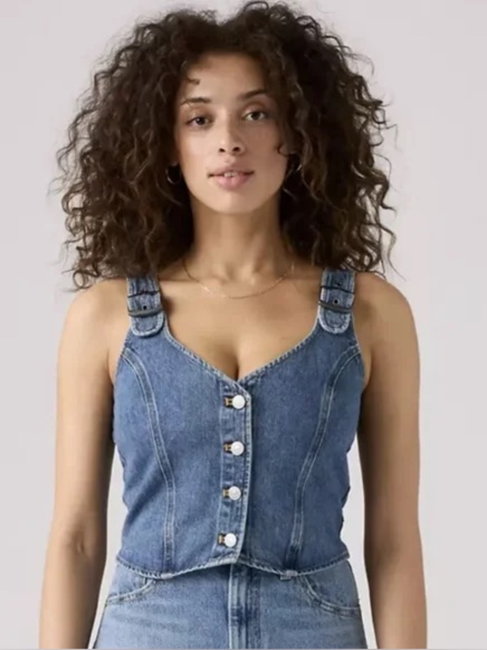 Levi's Women's Charlie Cropped Jean Denim Top Size Large
